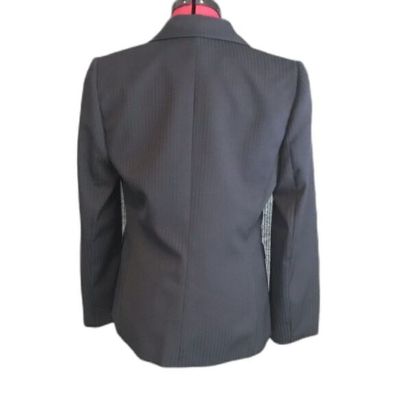 Tahari ASL Blazer Women’s Size 8 Navy Blue Pinstripe Silver Button Long Sleeve - Picture 4 of 10
